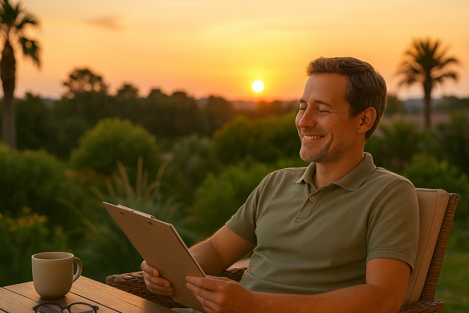 A Community Association Manager relaxing outdoors on Labor Day, enjoying a peaceful moment of rest.