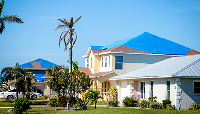 Roof tarped after hurricane Ian